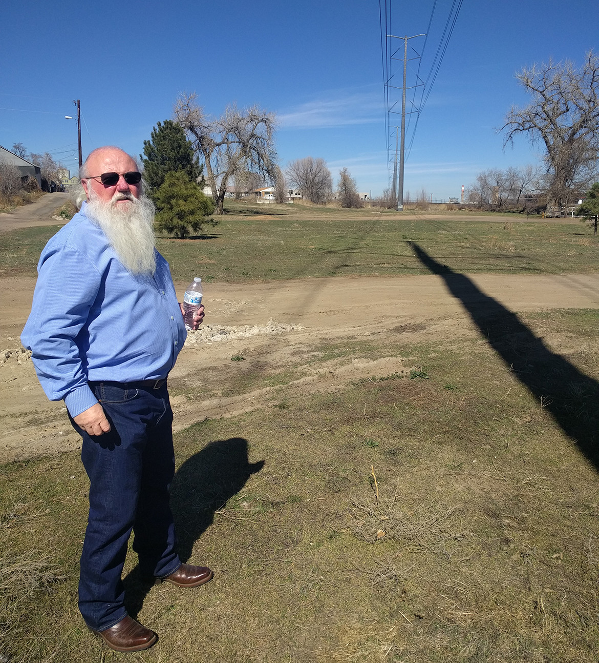 Dave standing on future site of Platte Farm Open Space in Denver's Globeville neighborhood